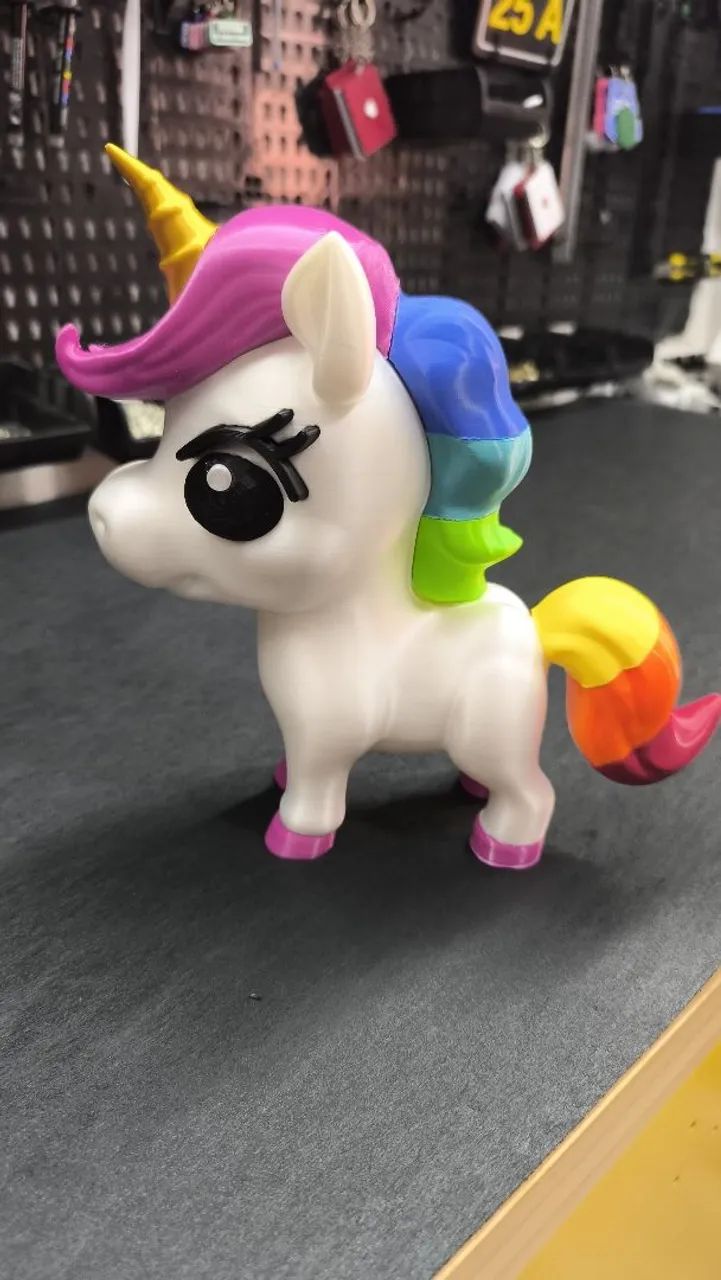 Unicórnio Colorido 20cm Decorativo - Impressão 3D