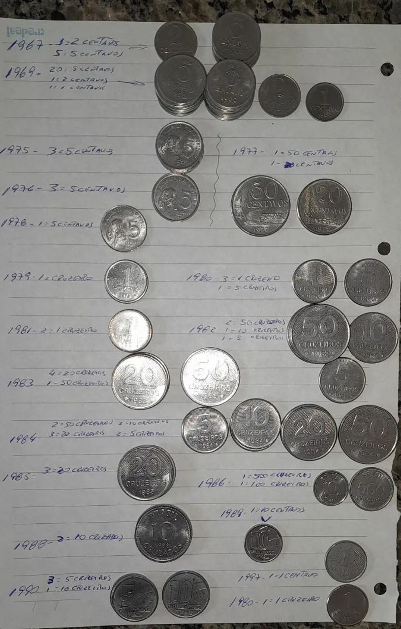 Moedas antigas Brasil 72 modas todas por $120