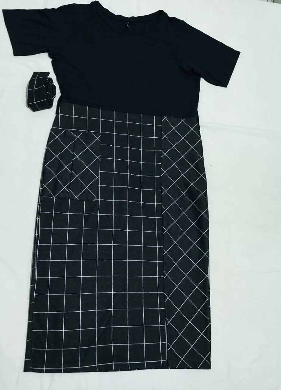 Vestido social preto com cinto