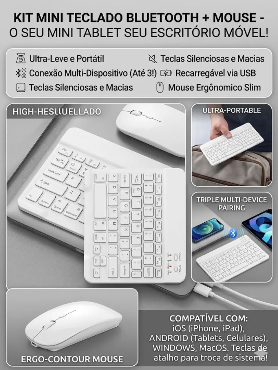 teclado sem fio com mouse