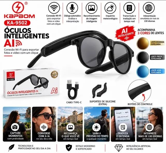 ÓCULOS INTELIGENTE COM CÂMERA