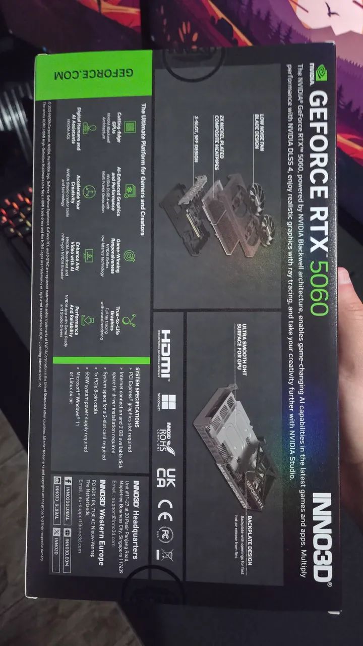 (Lacrada) RTX 5060 8GB Inno3d Twin 2x Nvidia Geforce - Foto 3