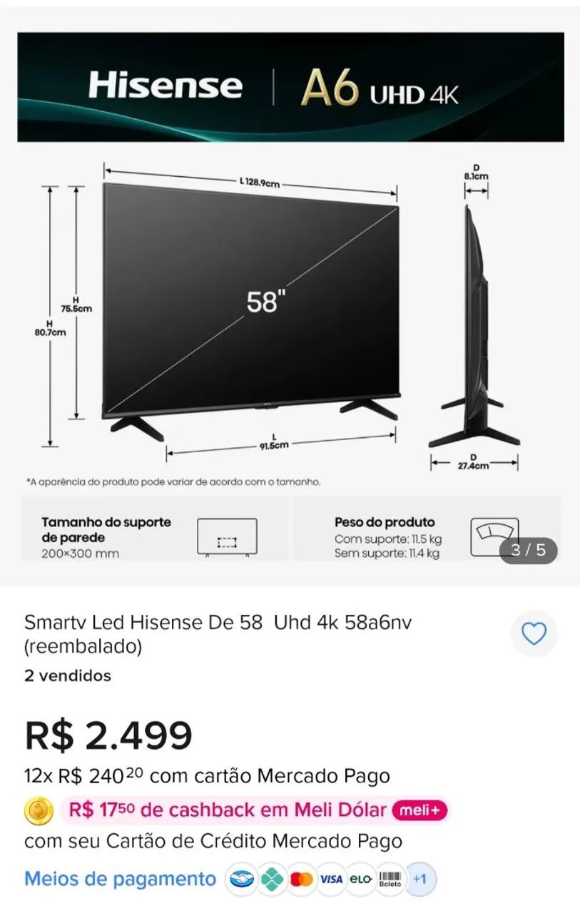 Mega TV Hisense 58 Polegadas  - Foto 5