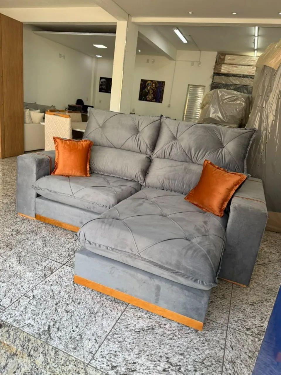 SOFÁ GRAN BELLO 2,30M - VELUDO Luxo  MOLAS ENSACADAS - Foto 5