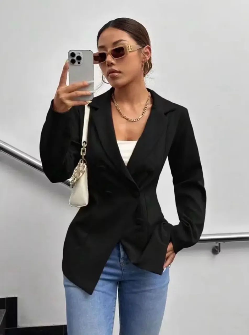 Blazer Preto Casual - Foto 2