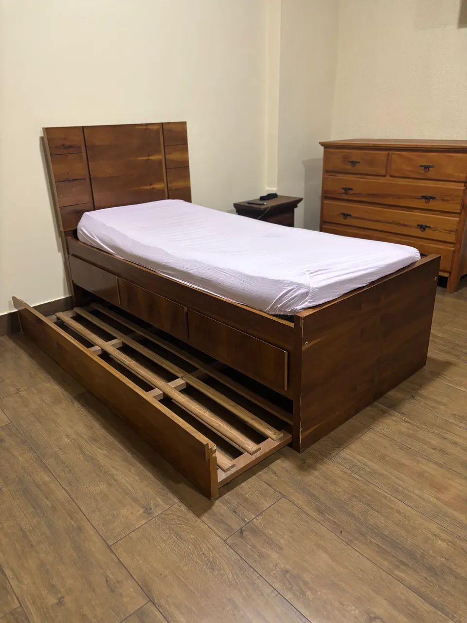 Cama de Madeira de Solteiro com Cama Auxiliar e 3 Gavetas - Foto 2