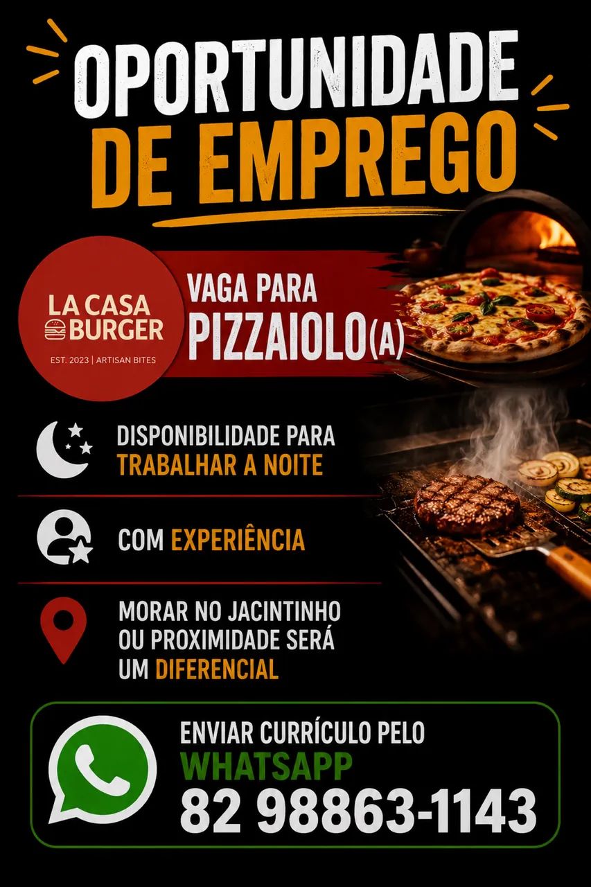 Vaga de emprego pizzaiolo