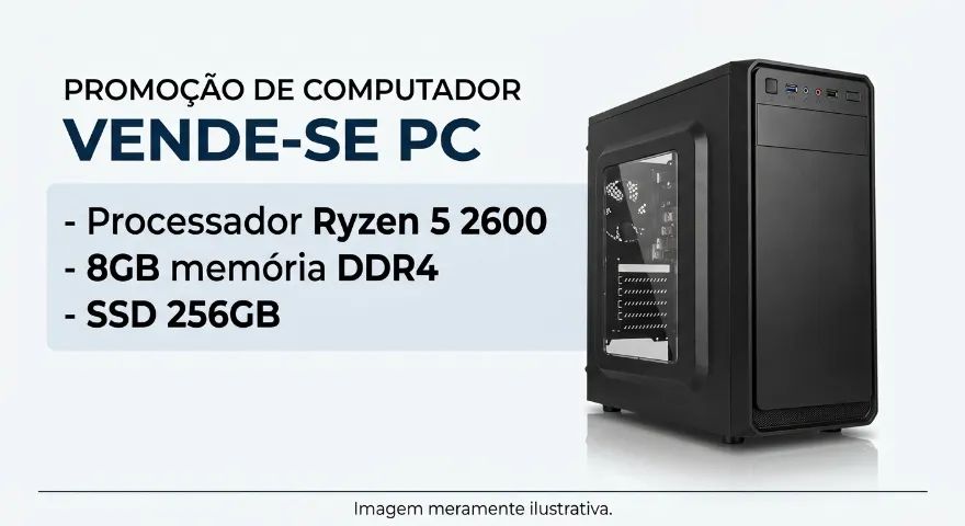 PC Ryzen 5 2600 8GB ddr4 SSD 256