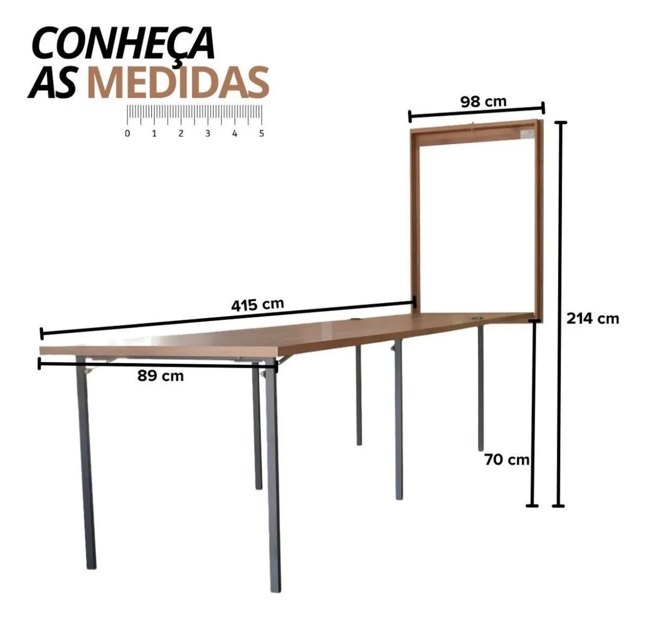 Mesa dobrável embutida com bancos - Foto 4