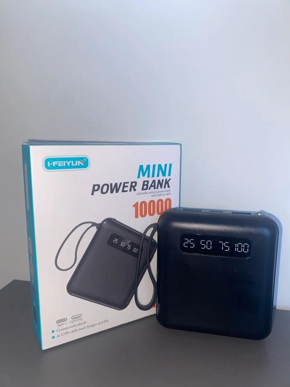Power Bank 10000mAh Mini I-Feiyun com Cabos Integrados e Display Digital - Foto 5