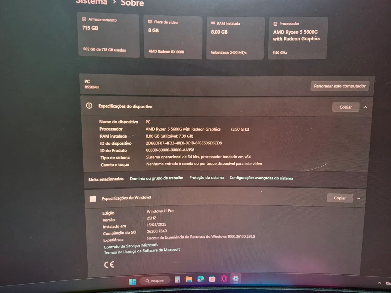 PC Gamer Ryzen 5 5600G RX6600 8GB - Foto 3