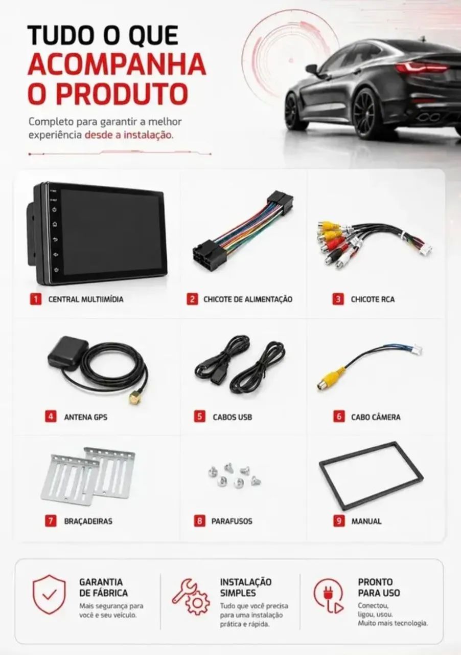 Central Multimidia Android 9 Polegadas Wi-Fi GPS off-line Car-Play Android Auto  - Foto 3