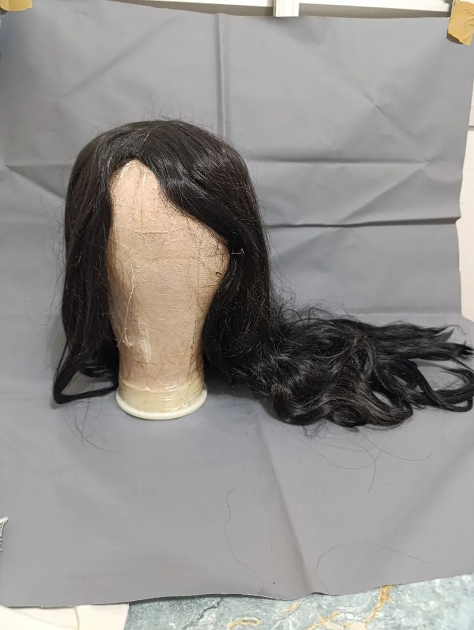 Peruca Wig Preta Longa Ondulada