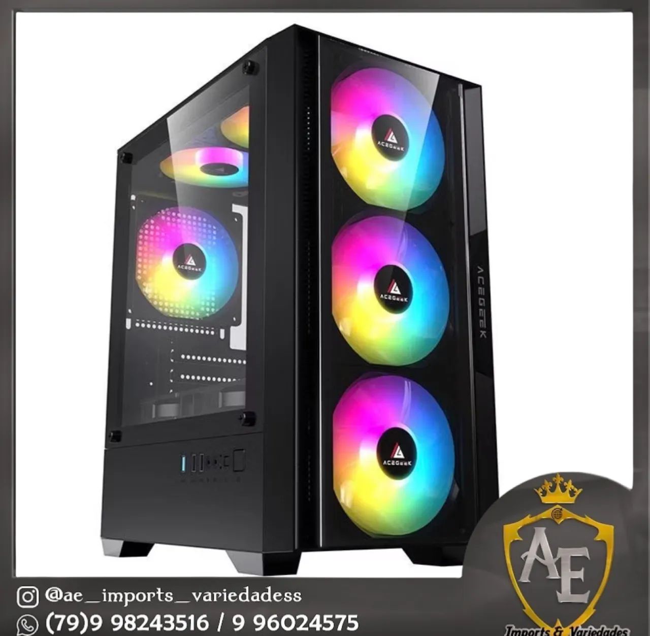 Gabinete Gamer RGB Vidro Temperado 4 Fans RGB