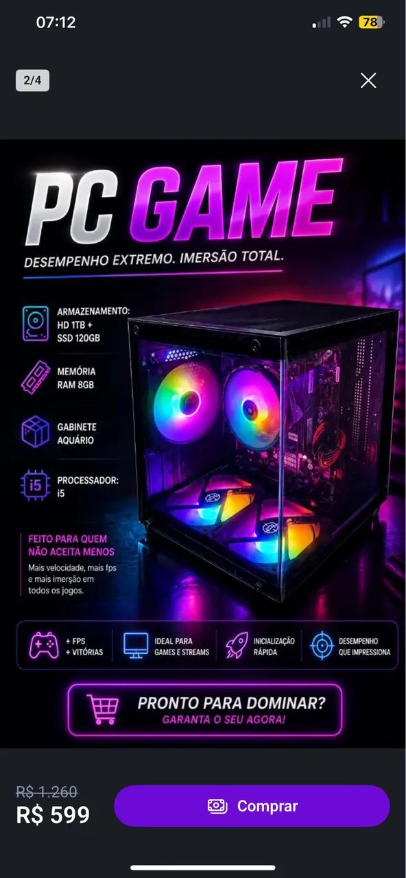 Vendo Máquina para Jogos básicos