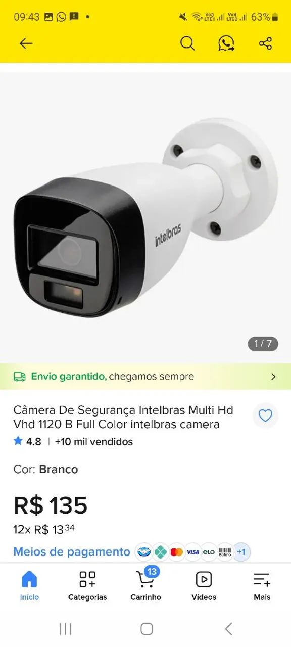 Camera intelbras Ful color.