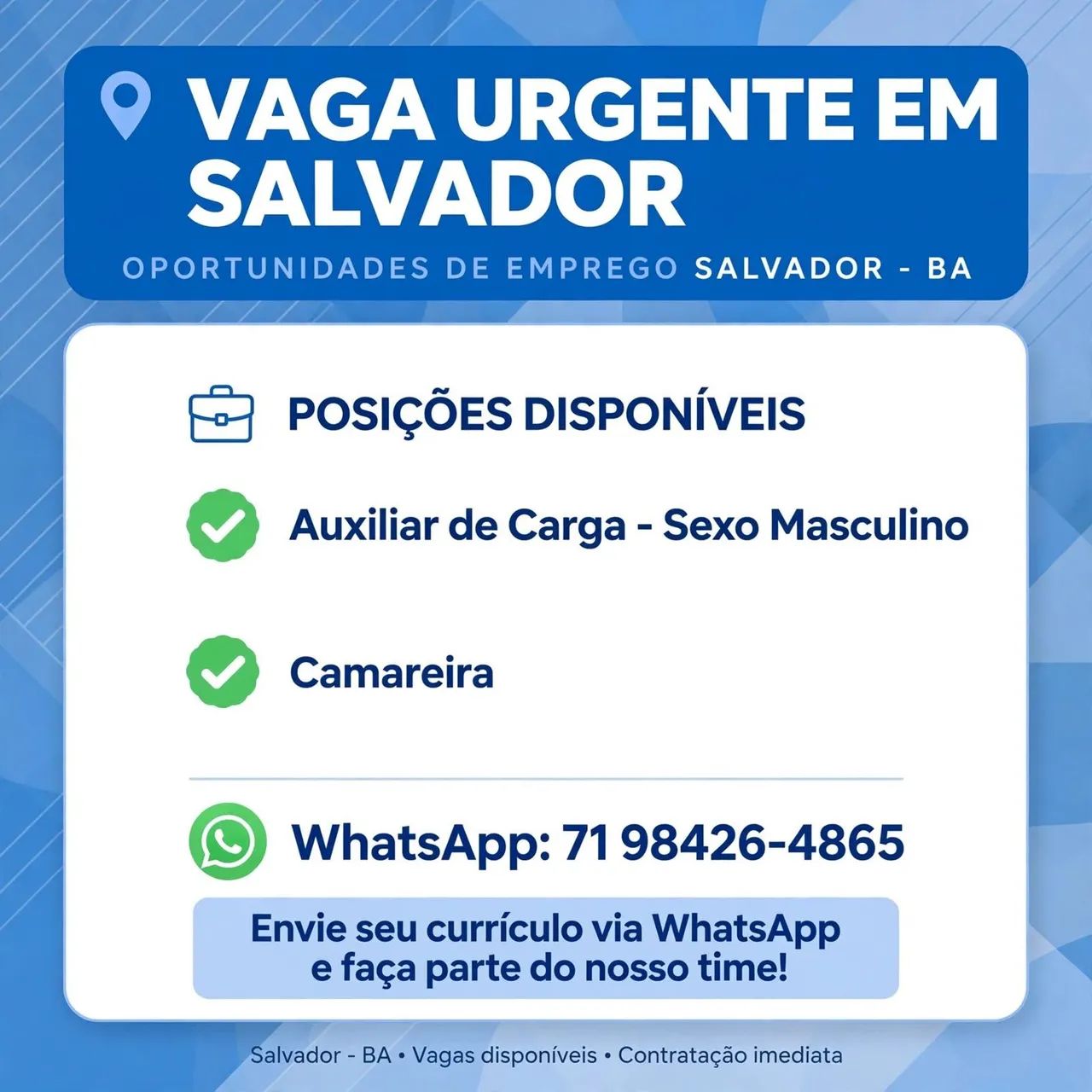 Auxiliar de carga e camareira