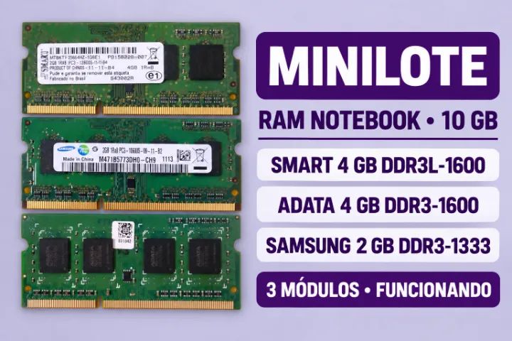 Lote de memórias RAM DDR3 para notebook - 10 GB