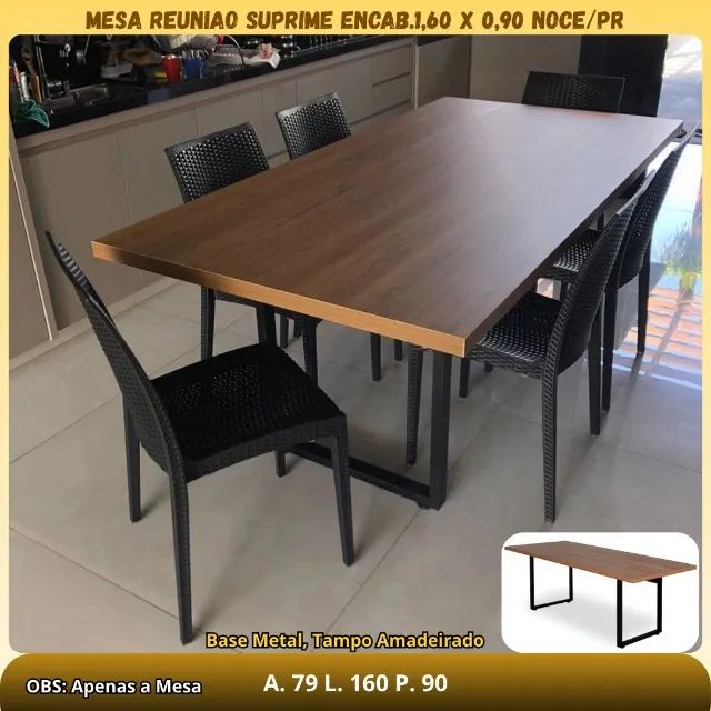 Mesa de Jantar 1.60cm com pes de ferro ( Somente a mesa)