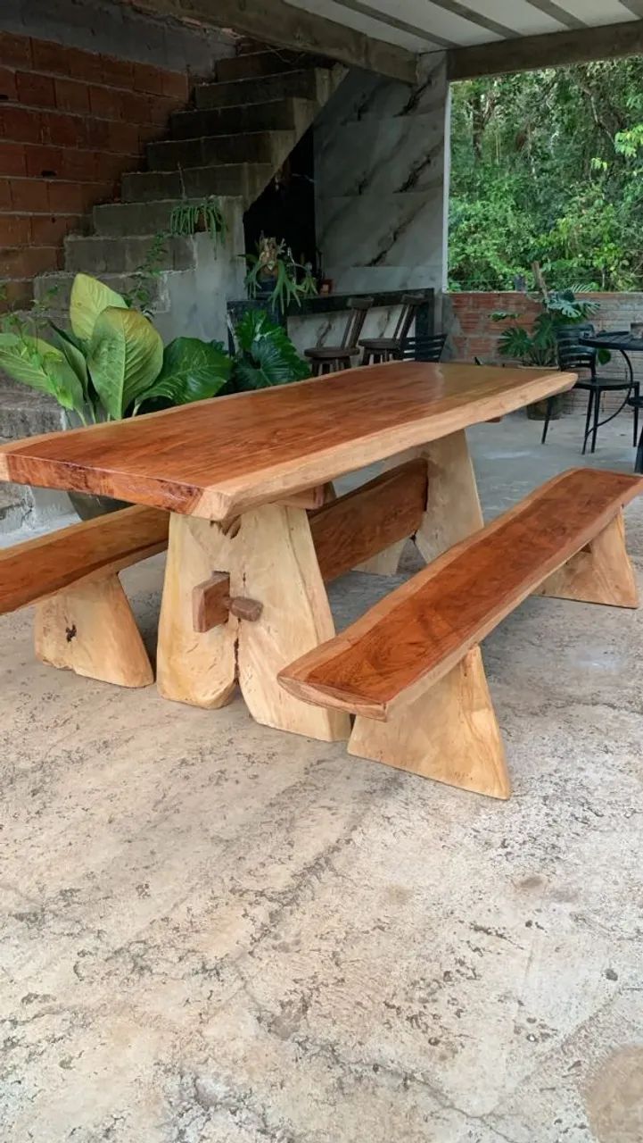 ? Mesa de Jatobá Maciço 2,40m - Elegância para Seu Ambiente