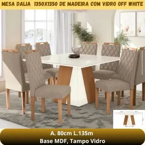 Mesa de jantar de 8 cadeiras 1.35x1.35