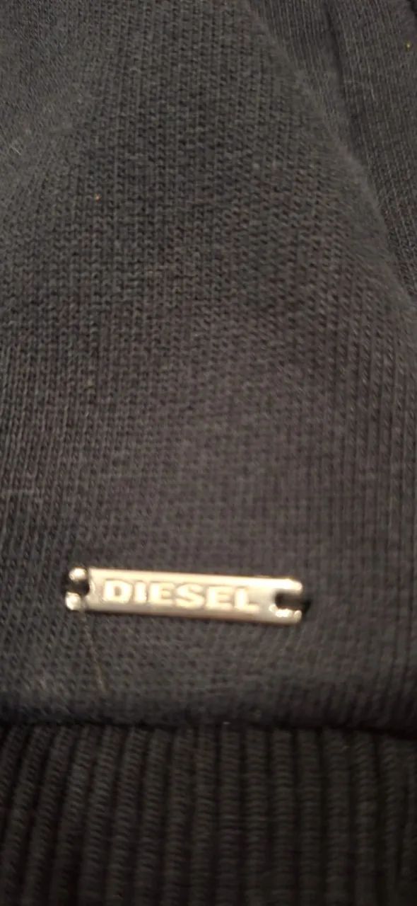 moletom com capuz Diesel, modelagem ajustada, com painel em couro - Foto 3