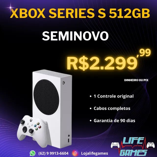 Xbox Series S seminovo com garantia, loja física 