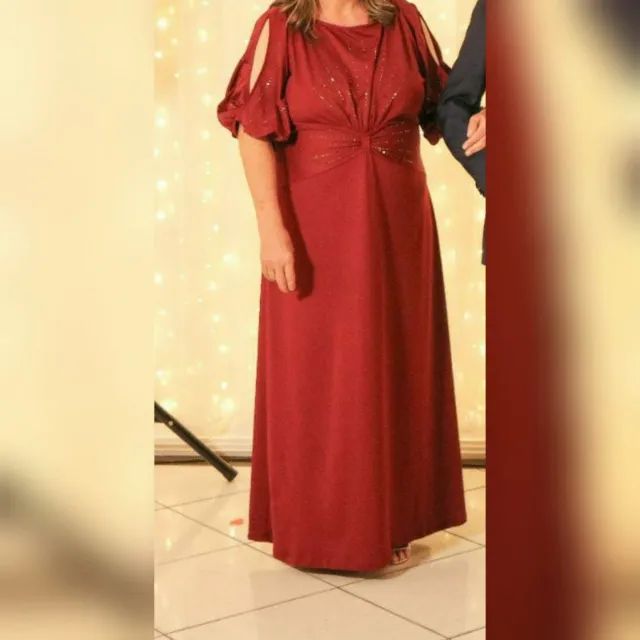 Vestido de festa marsala plus size tamanho GG 