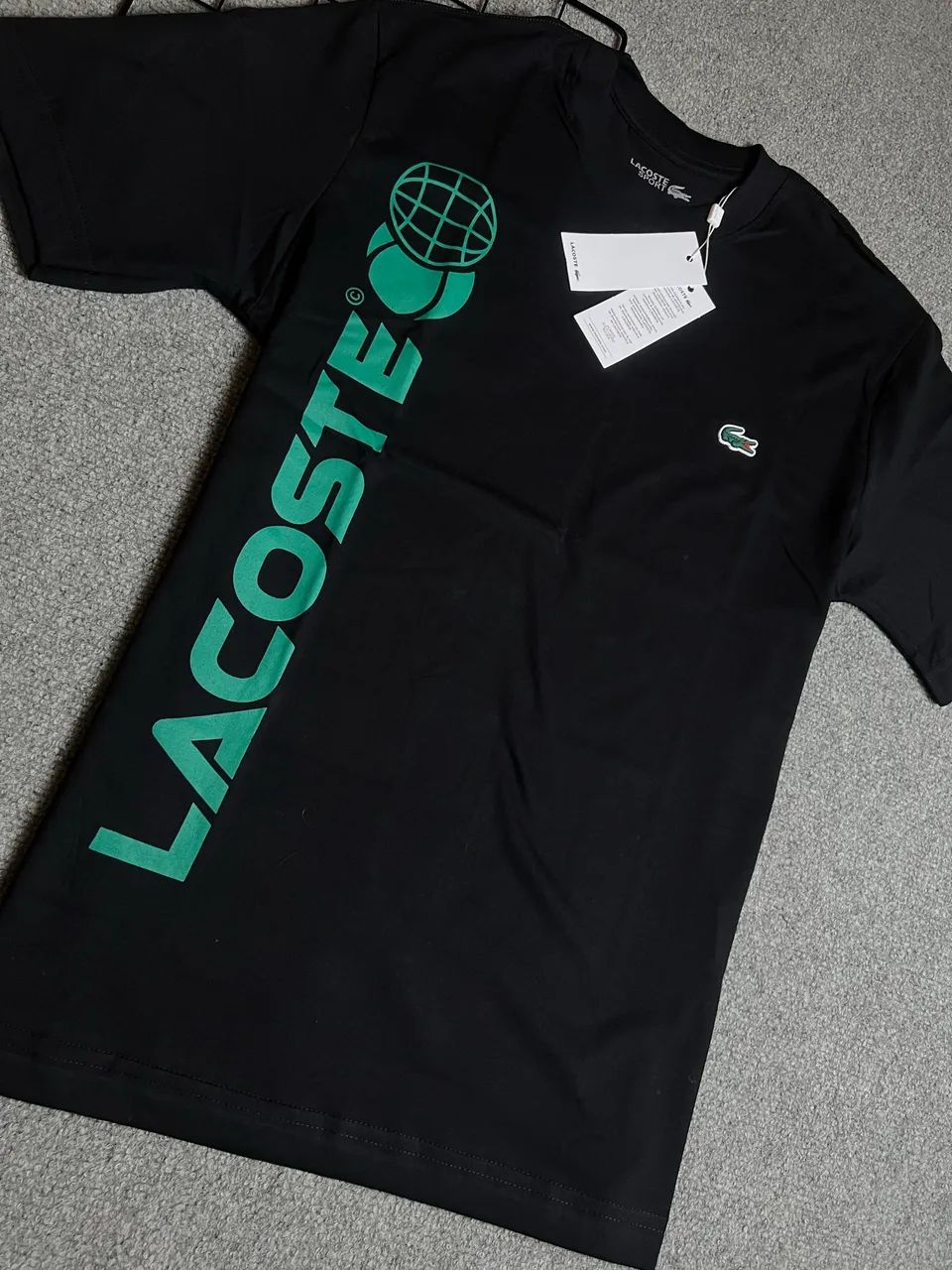 Camiseta Lacoste Sport Preta Estampada Verde - Foto 2