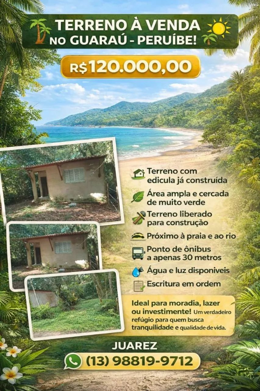 Terreno com edícula Guarau Peruíbe 
