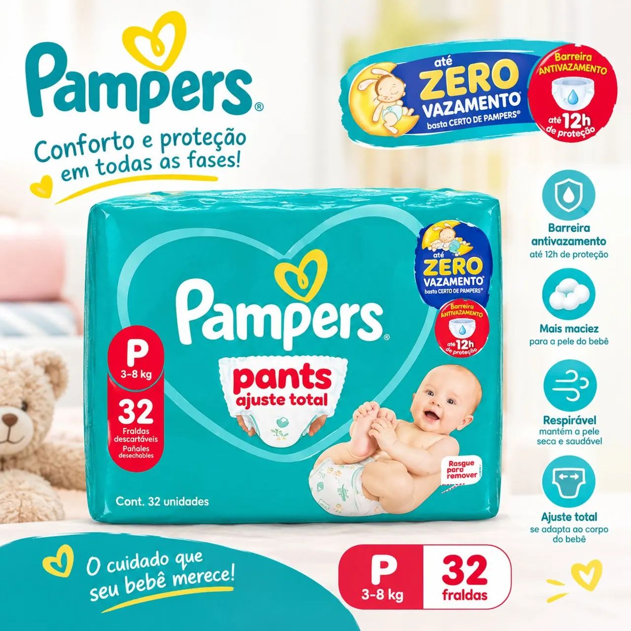 FRALDA PAMPERS PANTS M/P