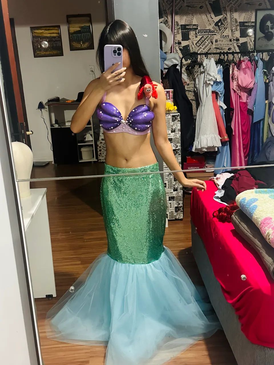 Calda de sereia Ariel cosplay