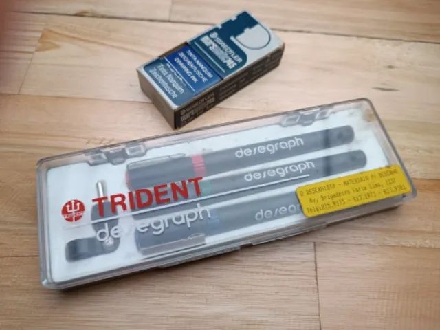 Estojo com 3 Canetas Desegraph Trident - em ótimo estado - Foto 4