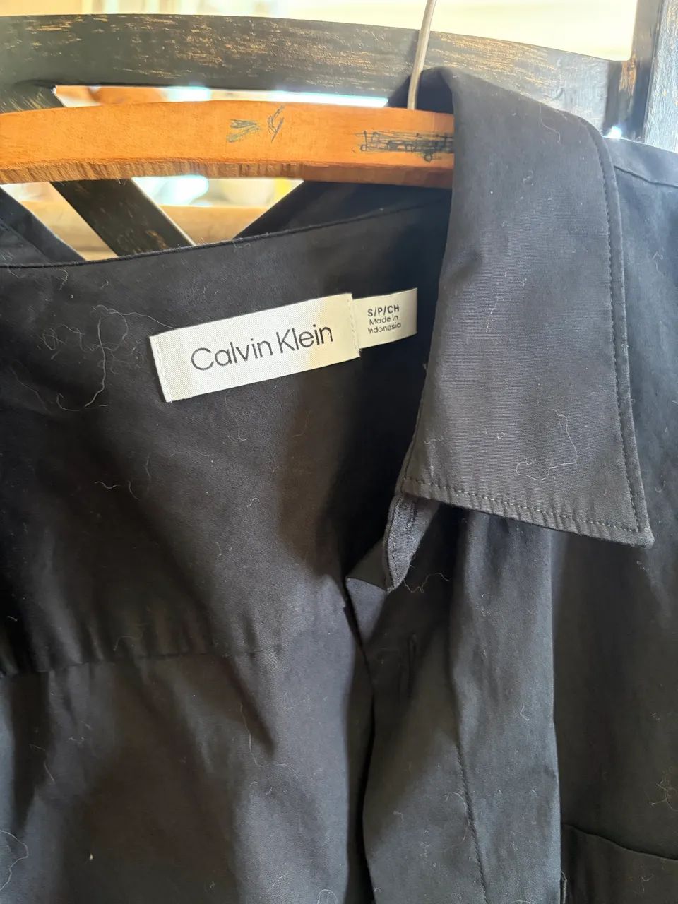camisa calvin klein manga curta preta 