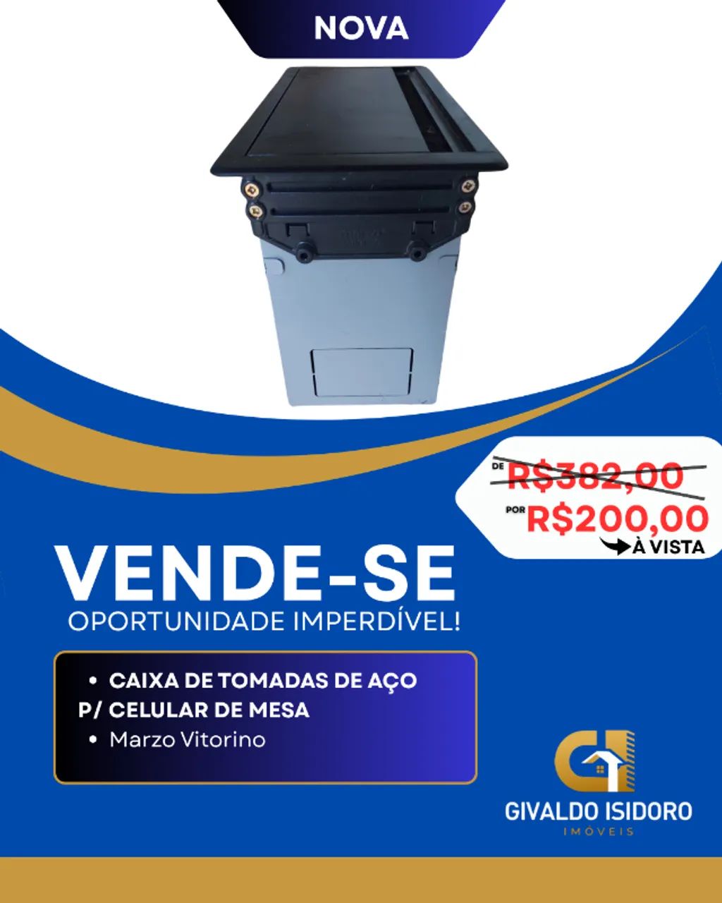 Caixa de tomadas de aço para celular de mesa