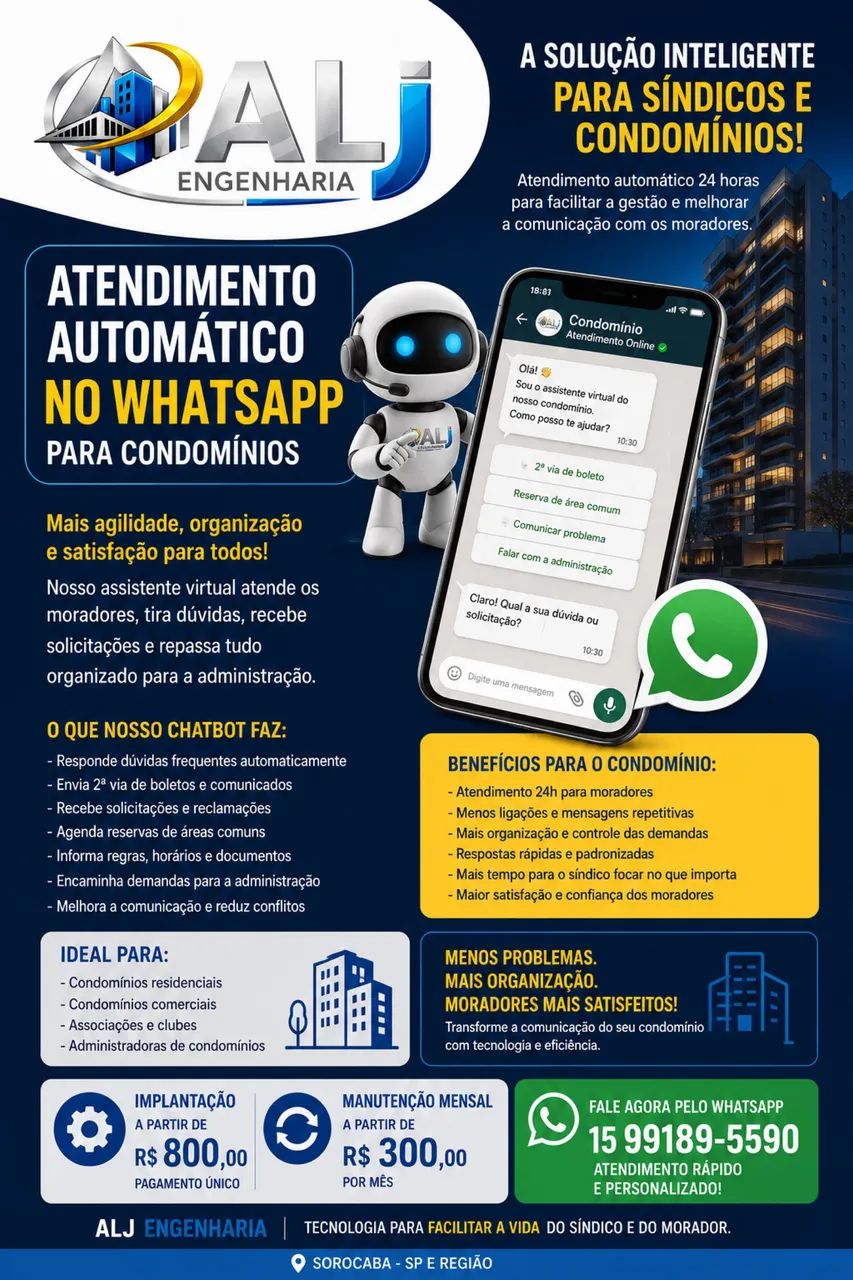 Chatbot para Condomínios | Atendimento automático para síndicos 24h