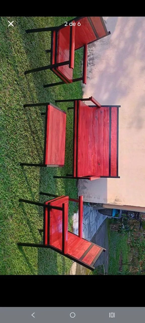 Conjunto de 4 peças para área rústica em metalan e madeira  - Foto 3