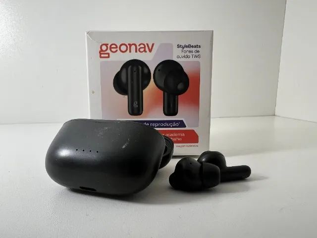 Fone Bluetooth TWS Geonav StyleBeats com estojo e caixa