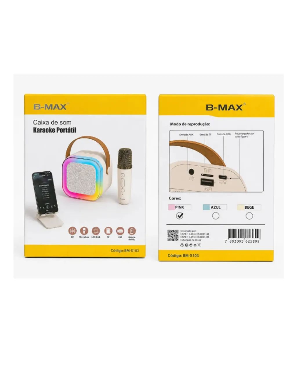 Caixa de Som Karaokê Portátil B-Max