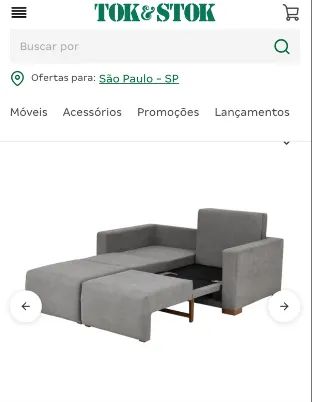 Sofá Cama Origami Cinza Tok Stok 2 lugares - Foto 3