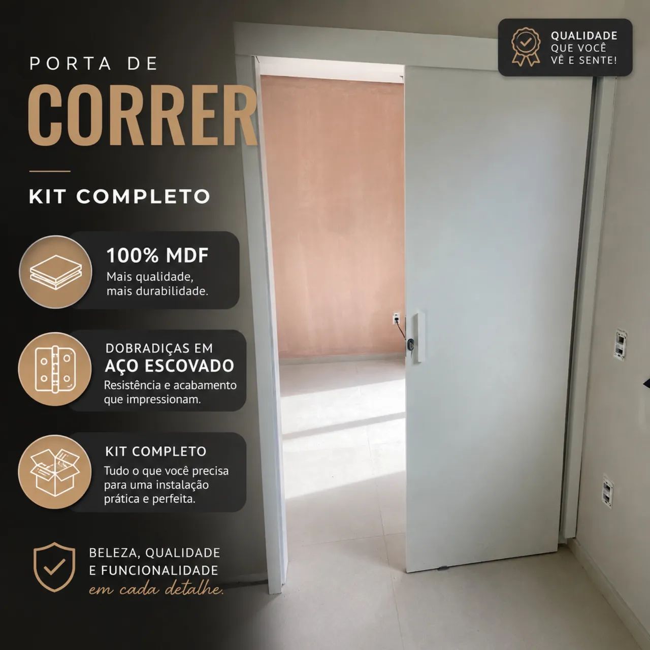 Kit portas completas e portas de correr em 100% mdf 