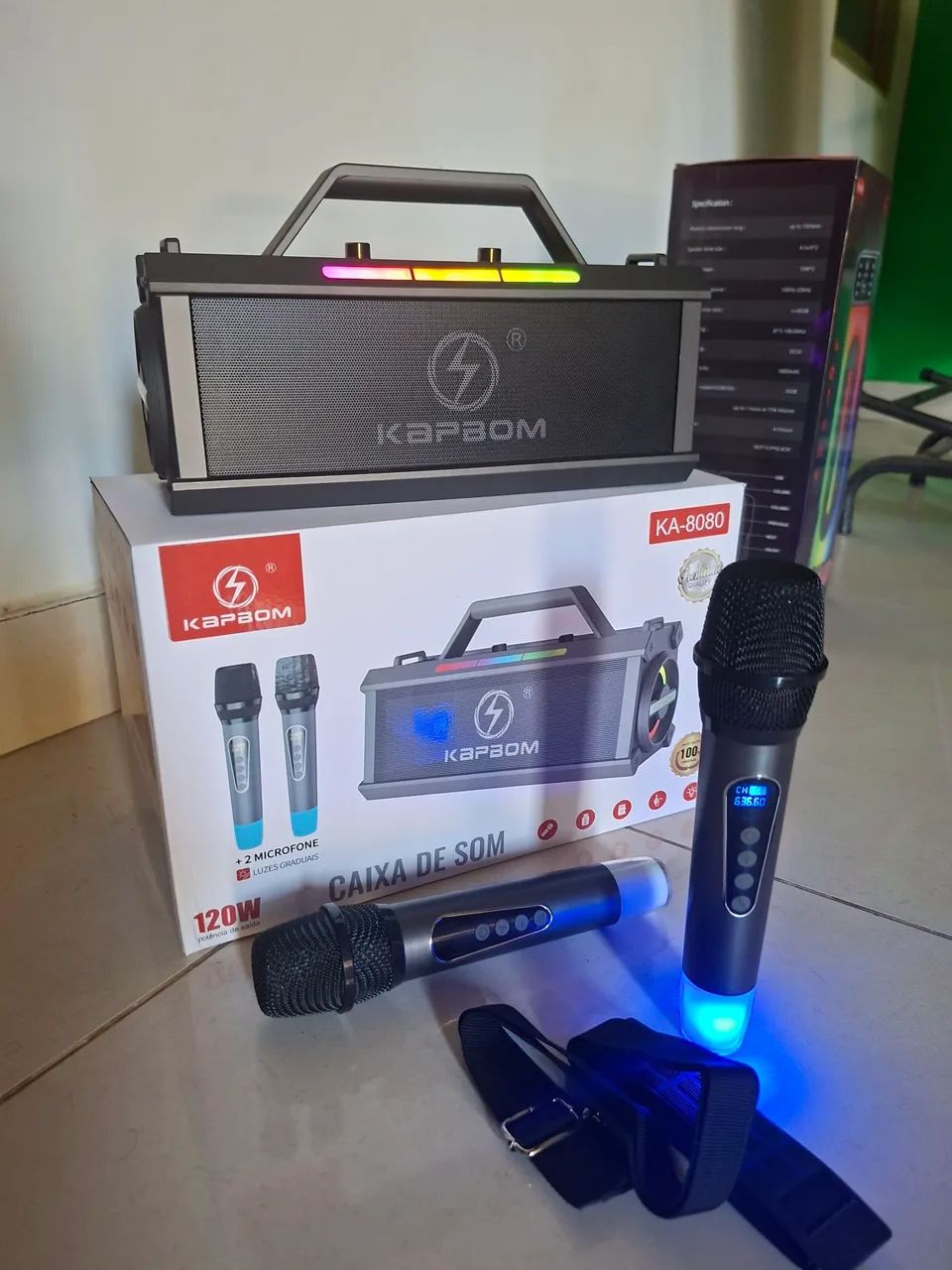 Caixa de som Bluetooth com 2 microfones sem fio - Foto 2