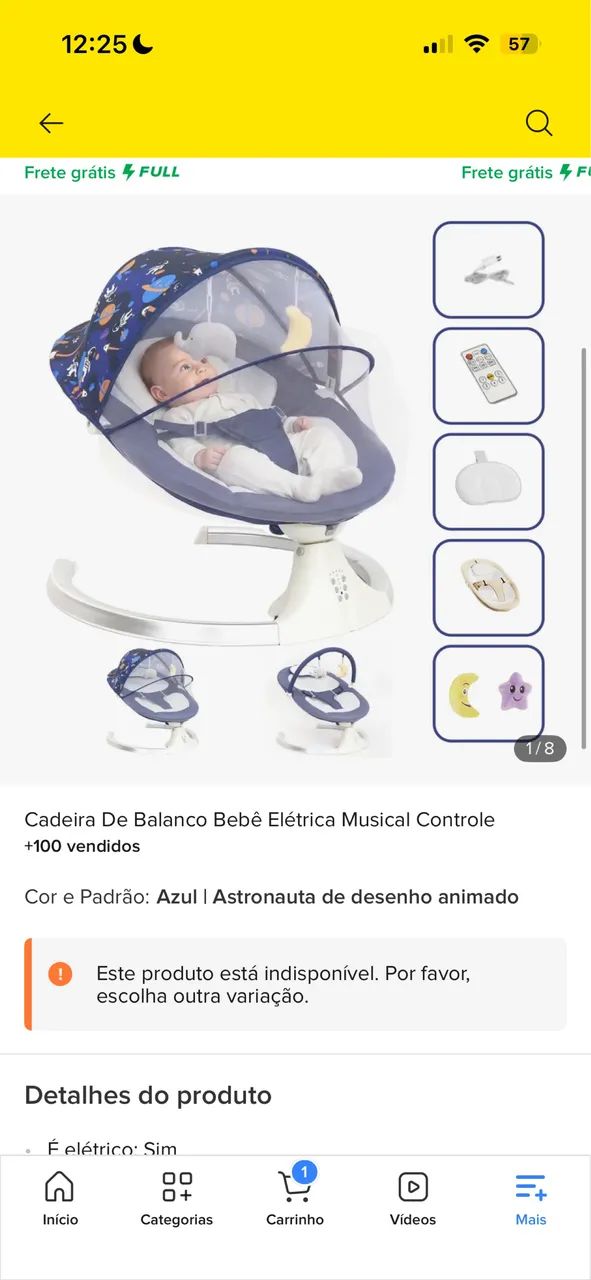 Cadeirinha de balanço elétrica 