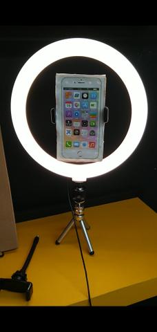 Ring light círculo de luz led com regulador branco Frio, quente e os dois 26cm de diâmetro