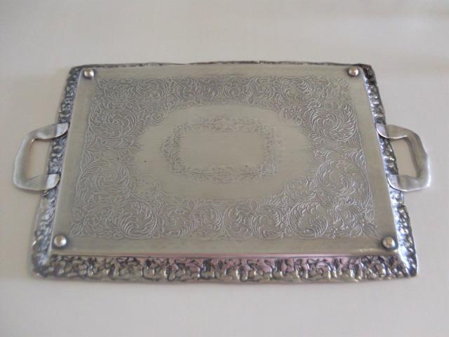 Bandeja prata 90 cinzelada trabalhada antiga - antique - leia - Foto 2