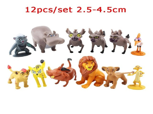 12 Bonecos Miniaturas = Rei Leão - Simba - Timão - Pumba