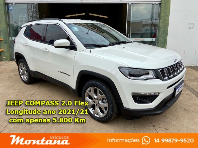 JEEP COMPASS LONGITUDE 2.0 FLEX ANO 2021/21 * APENAS 5.800 KM *