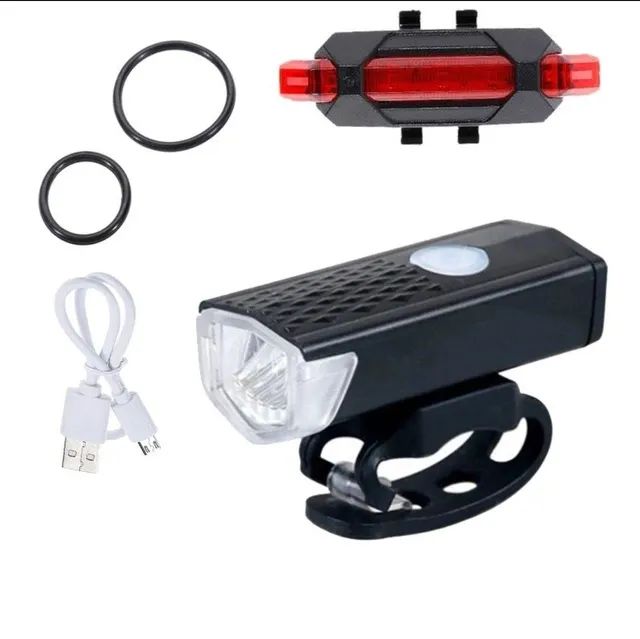 Kit lanterna recarregável USB para bike  - Foto 2
