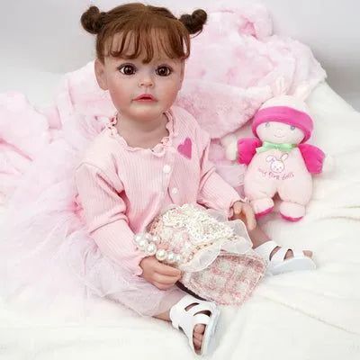 Boneca Bebê Reborn Brastoy Gatinha De 55cm 100% Silicone