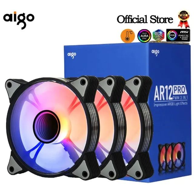 Kit 5x Fans Aigo Ar12 Pro RGB 74cfm